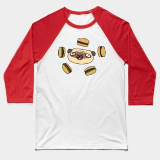 Hypnotized Hamburger Pug Baseball T-Shirt